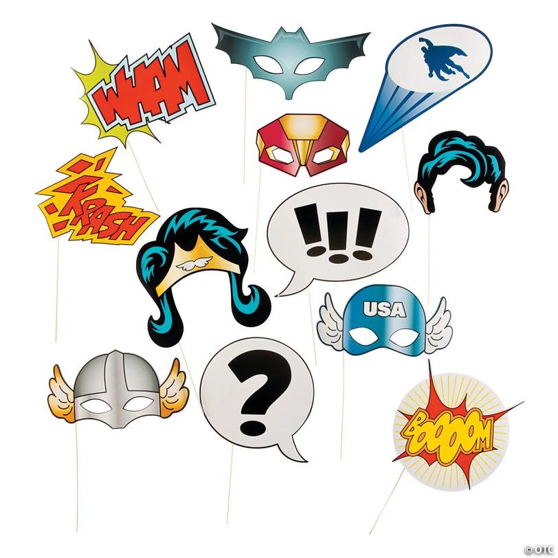 Superhero Photo Stick Props- 12 Pc. Image