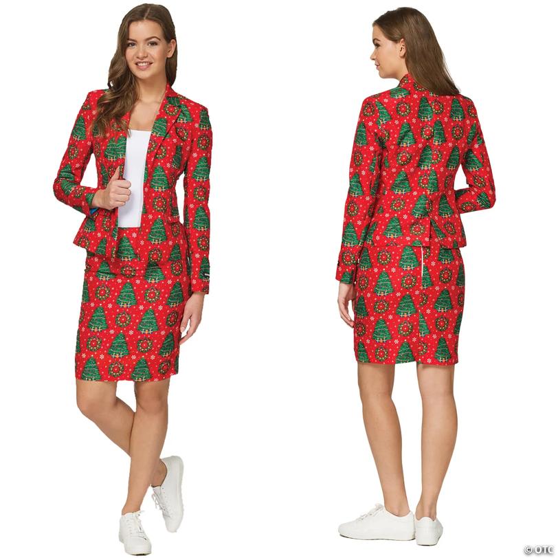 Women's Red Christmas Tree Suit Image