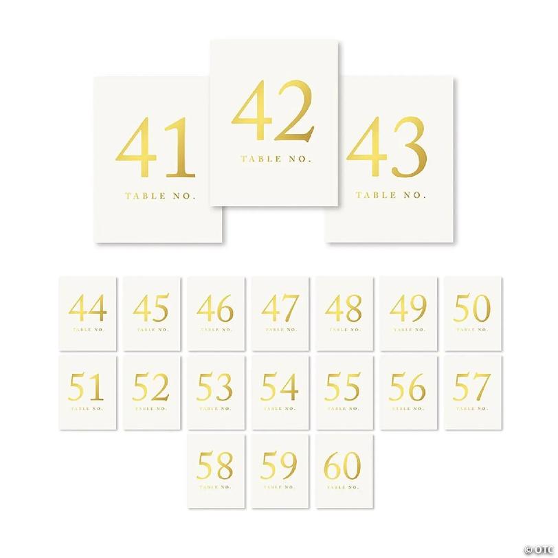 Metallic Gold Table Numbers 41-60 4x6 | Oriental Trading