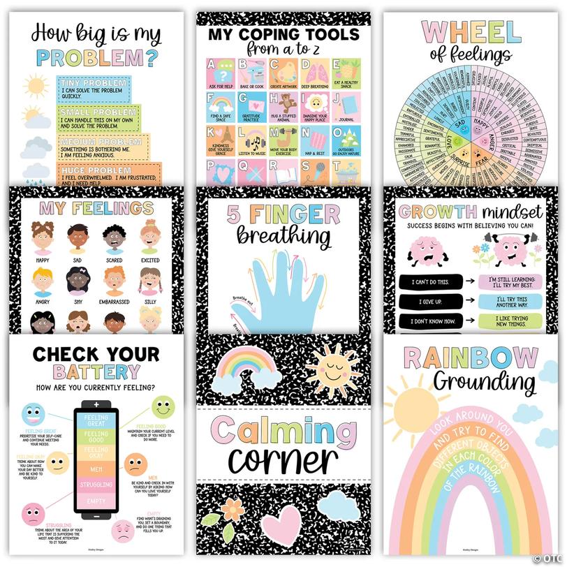 Hadley Designs Colorful Dark Calming Corner and Feelings Chart Posters ...