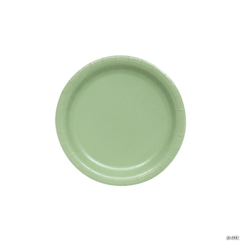 Sage Green Paper Dessert Plates - 24 Ct. Image