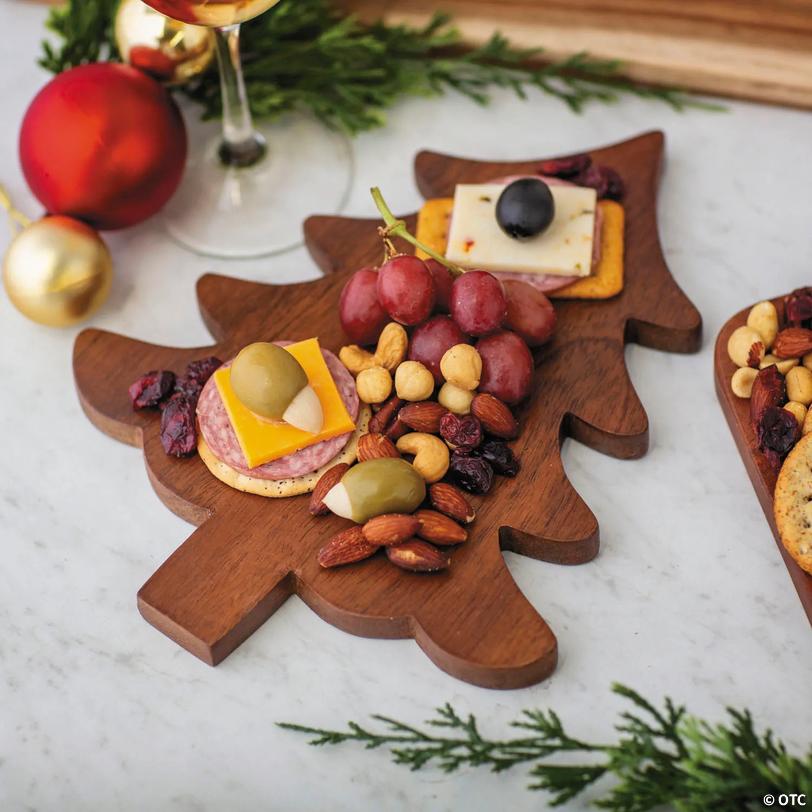 Personal Christmas Tree-Shaped Wooden Charcuterie Board Image