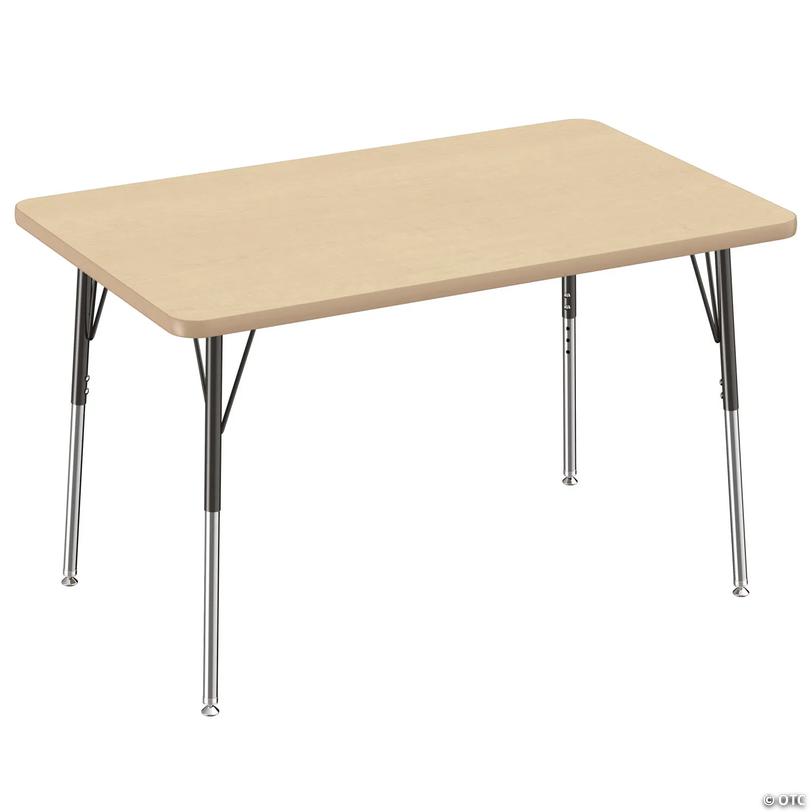 Factory Direct Partners 30 x 48 in Rectangle T-Mold Adjustable Activity Table with Standard Swivel Glide Legs - Maple/Maple Image