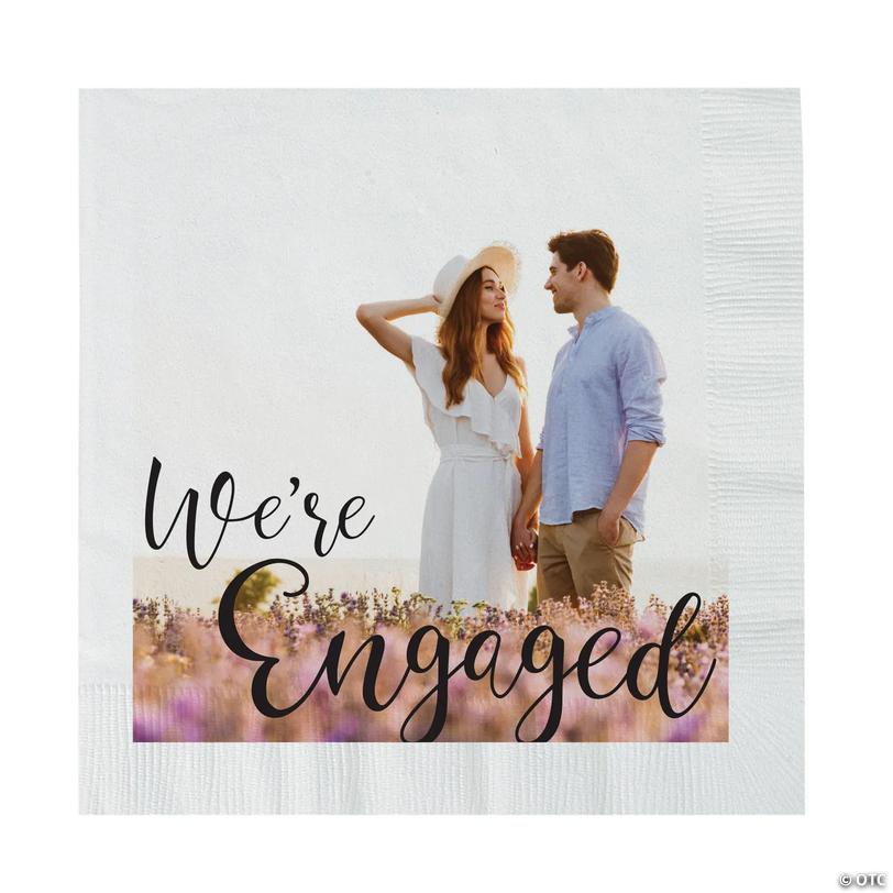 Bulk  50 Pc. Custom Photo Engagement Paper Luncheon Napkins Image