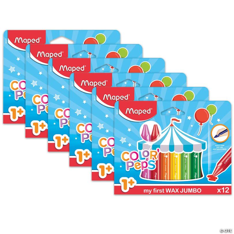 Maped Color'Peps My First Jumbo Triangular Wax Crayons, 12 Per Pack, 6 Packs Image