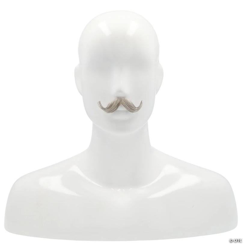 Adults Small English M10 Human Hair Mustache - Dark Brown Gray 56 Image