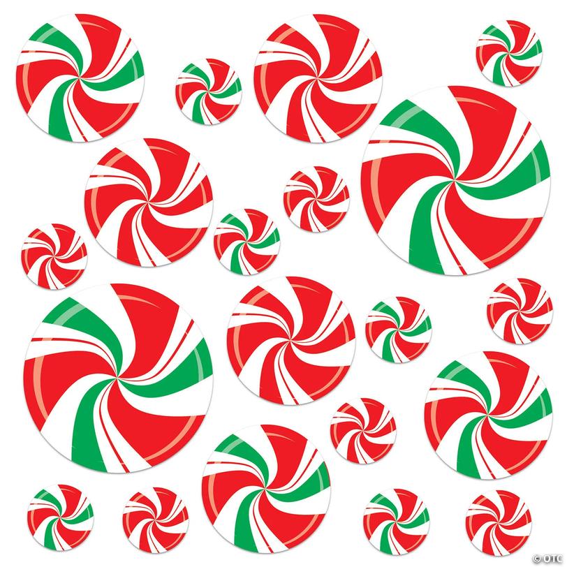 Peppermint Candy Red, White &amp; Green Christmas Cutouts - 20 pc Image