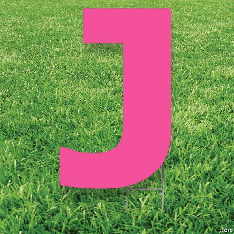 20" x 20" Pink Letter J Yard Sign Image