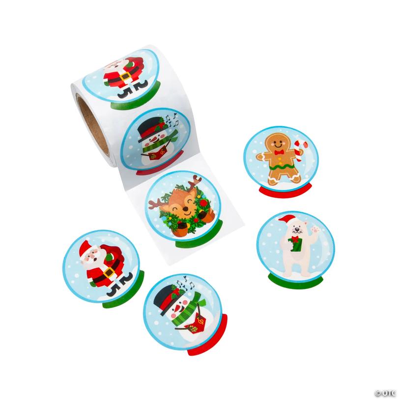 Christmas Snow Globe Sticker Roll - 100 pc Image