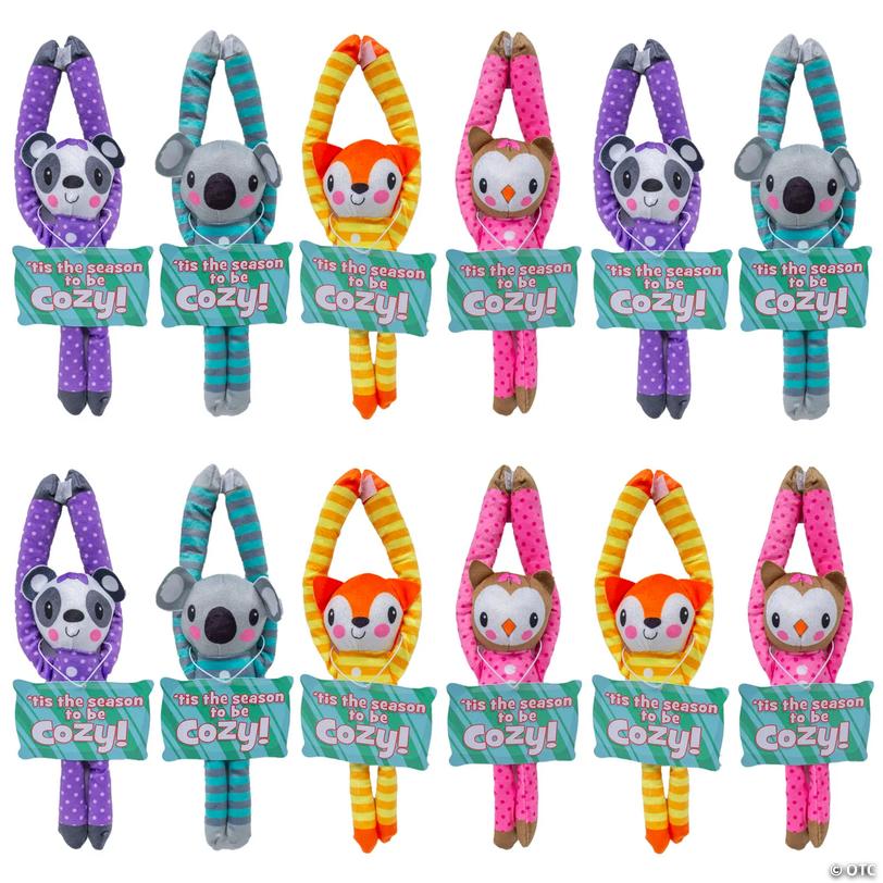 Long-Arm Stuffed Pajama Animal Buddies Christmas Handout with Card for 12 Image