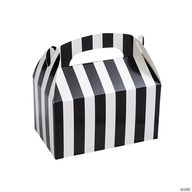 Black &amp; White Striped Favor Boxes - 12 Pc. Image