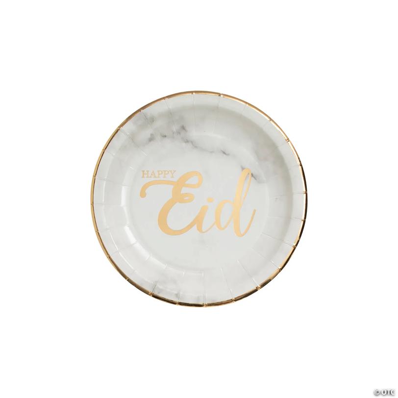 Happy Eid Marble Paper Dessert Plates - 8 Ct. Image