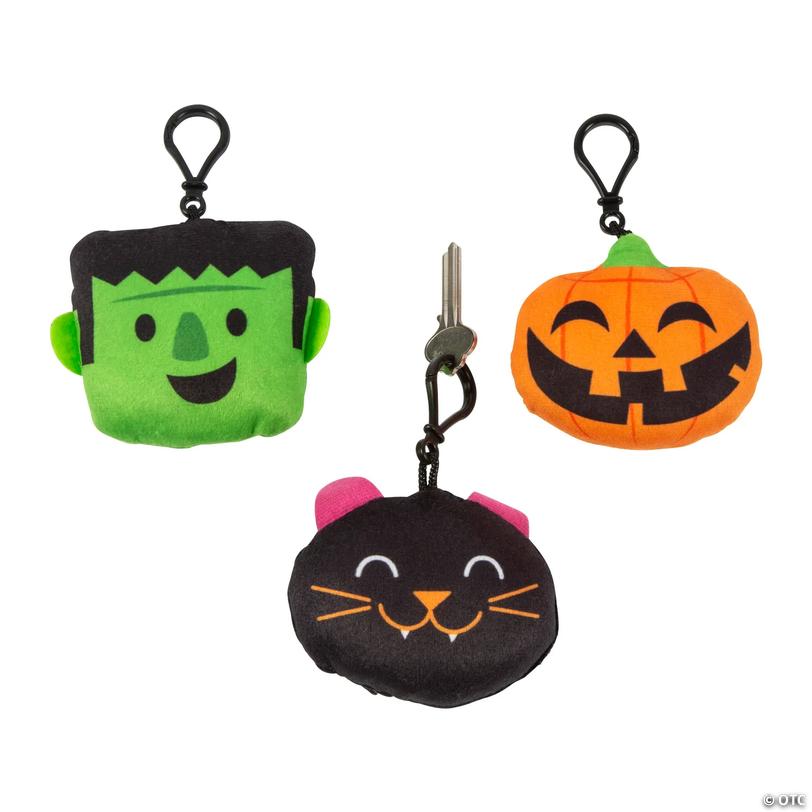 Stuffed Halloween Character Backpack Clip Keychains - 12 pc Image