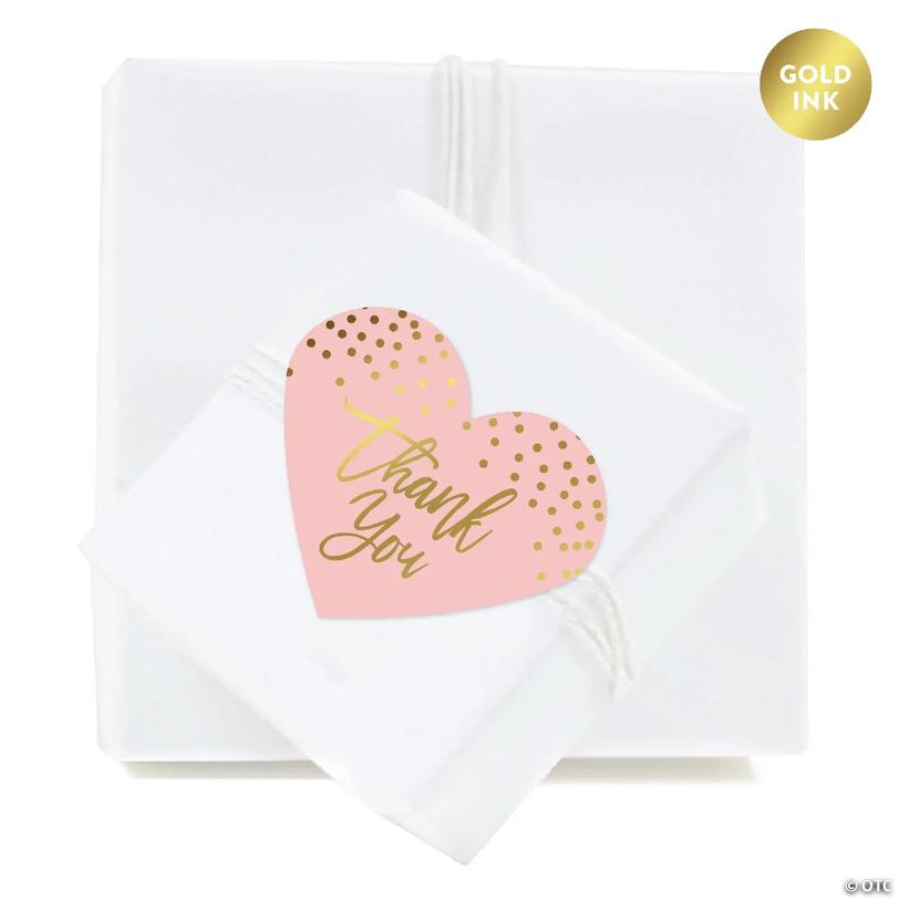 75 Blush Pink/Gold Dots Heart Thank You Image