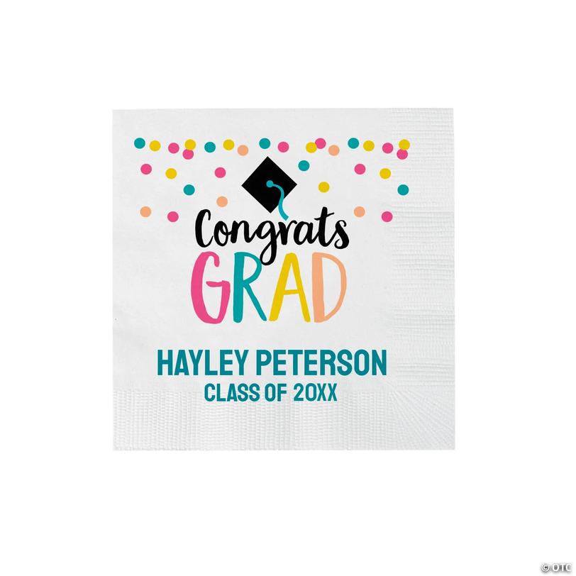 Bulk 50 Ct. Personalized Congrats Grad Girl Beverage Napkins Image