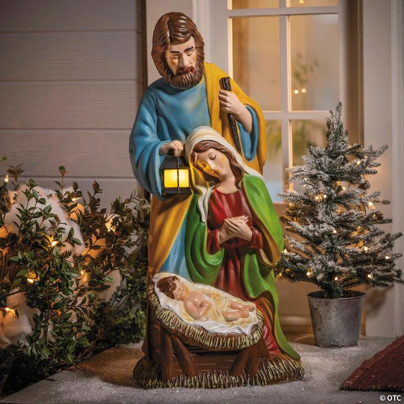 Holy Family Nativity Light-Up Christmas Decoration with LED Lantern Image