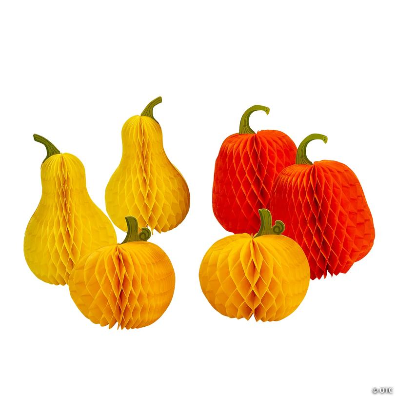 Pumpkin &amp; Gourd Honeycomb Centerpieces &amp;#8211; 6 Pc.  Image