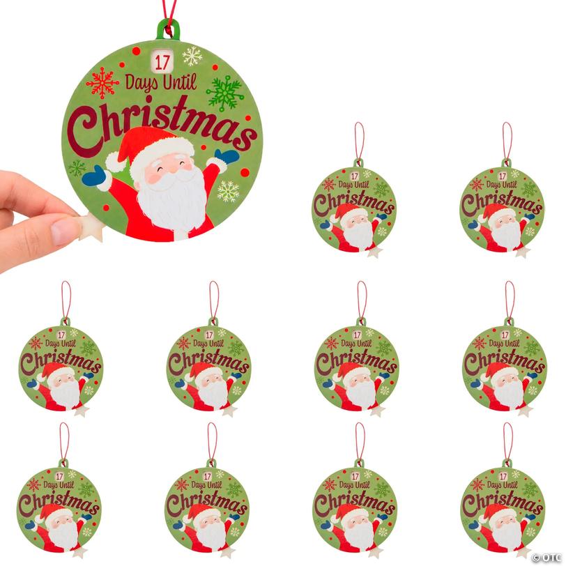 Santa Claus Countdown Wood Christmas Ornaments - 10 pc Image