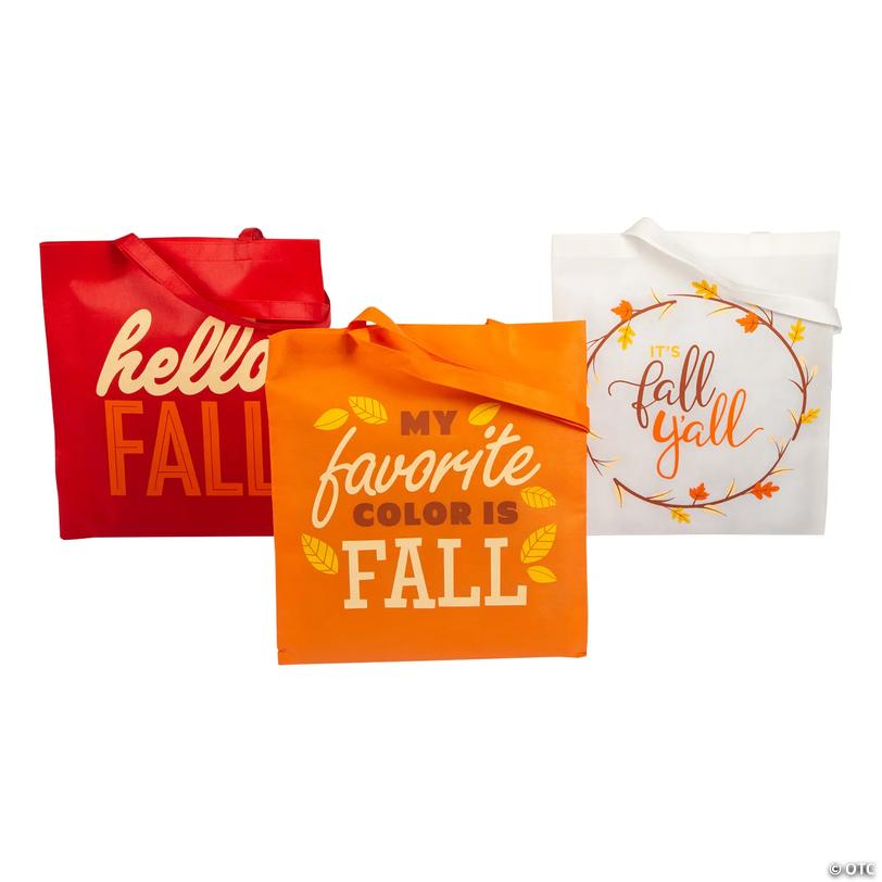 Large Fall-Themed Nonwoven Tote Bags - 12 pc Image