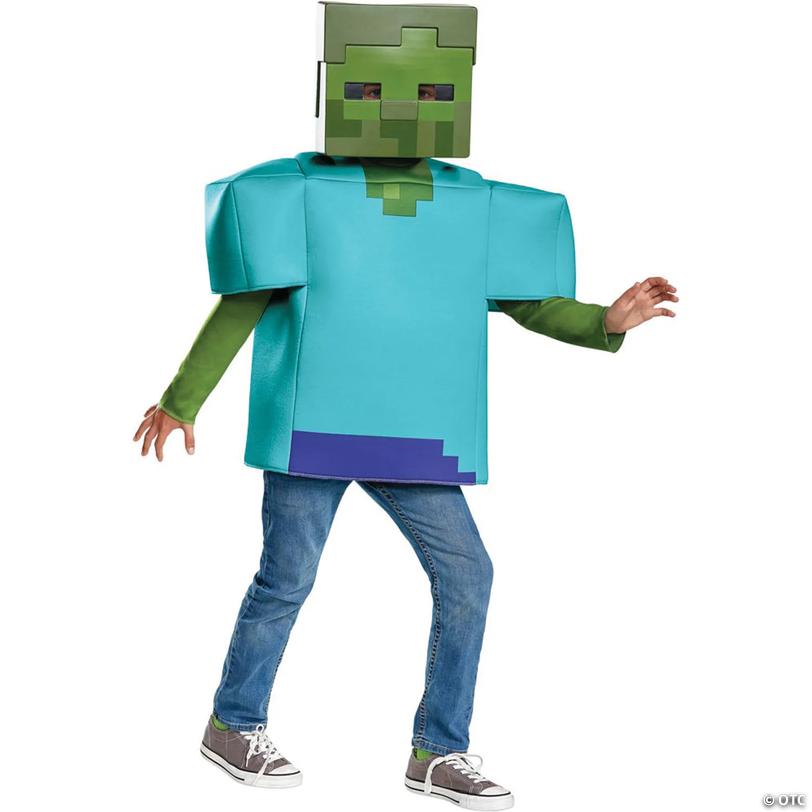 Kid&amp;#8217;s Classic Minecraft Zombie Halloween Costume - Small Image