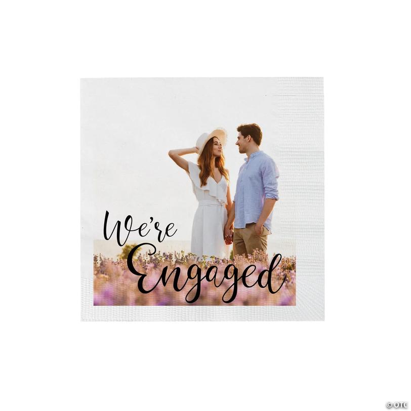 Bulk  50 Pc. Custom Photo Engagement Paper Beverage Napkins Image