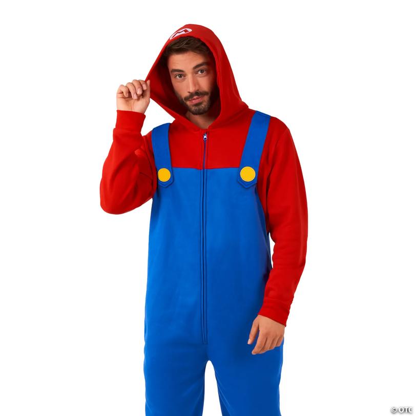 Adults Super Mario Bros.&amp;#8482; Mario Onesie Costume - Medium 40-42 Image