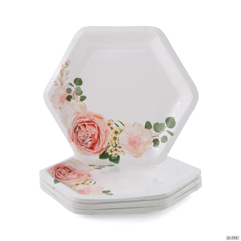 Blush Floral Paper Dessert Plates - 24 Ct. Image