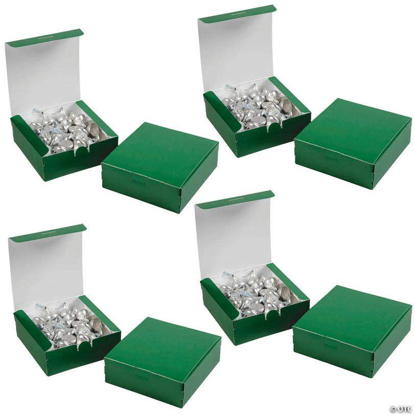 5" x 4 1/2" Bulk 60 Pc. Christmas Green Square Cardstock Party Favor Boxes Image