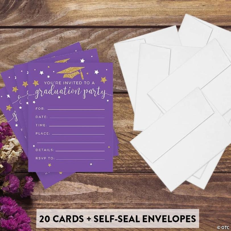 20 Gold/R.Purple Graduation Invitations | Oriental Trading