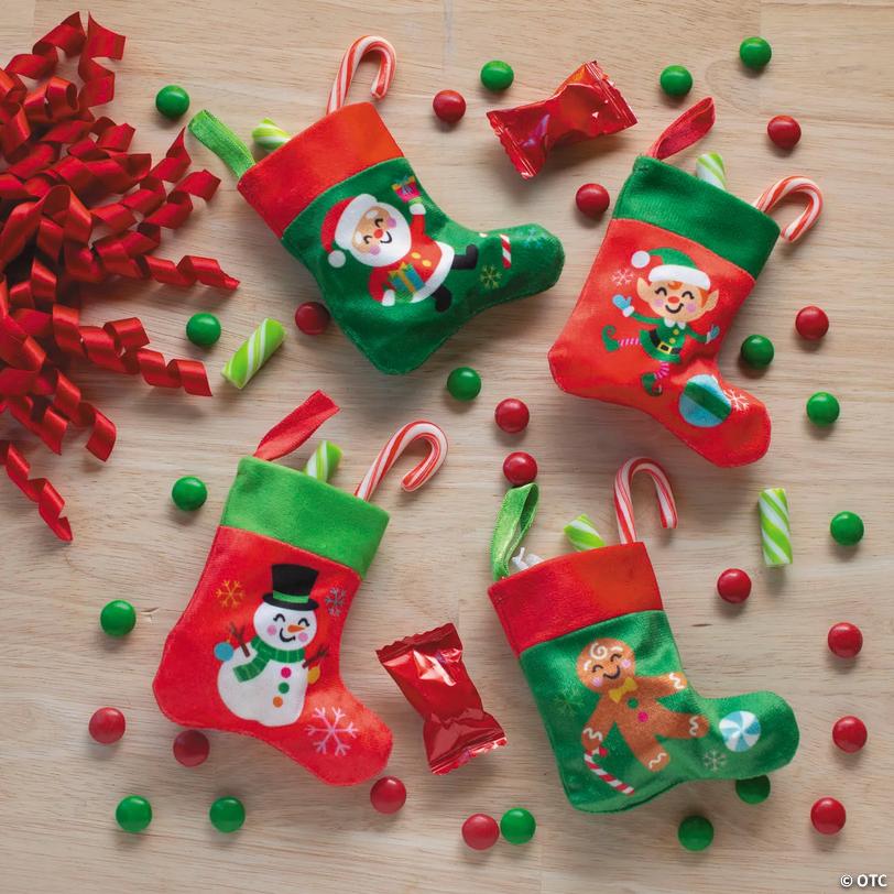 Mini Sugar Rush Polyester Christmas Stockings - 4 pc Image