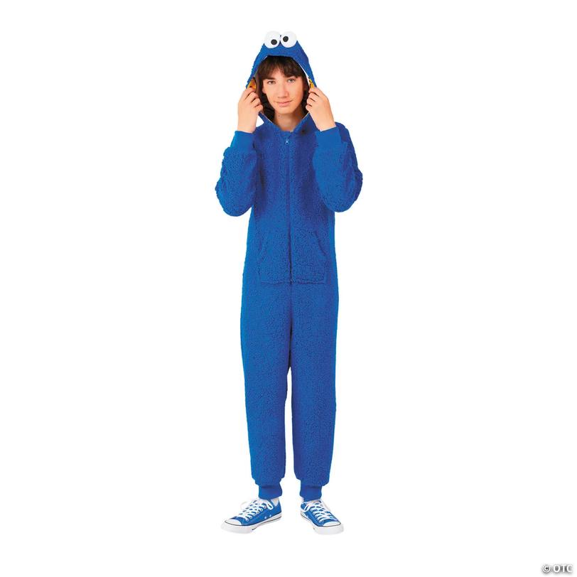 Kids Sesame Street&amp;#174; Cookie Monster Hooded Onesie Costume Image