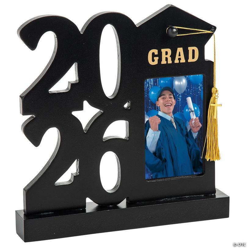 9 1/2" Stacked 2026 Religious Graduation Black Wood Picture Frame with Tassel Image