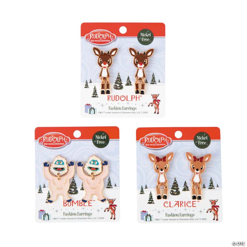 Rudolph the Red-Nosed Reindeer<sup>&amp;#174;</sup> Metal Dangle Earrings - 3 pc Image