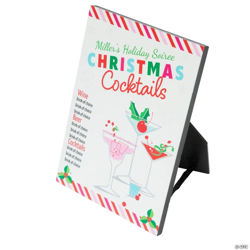 Personalized Christmas-Themed Wooden Drinks Menu Image