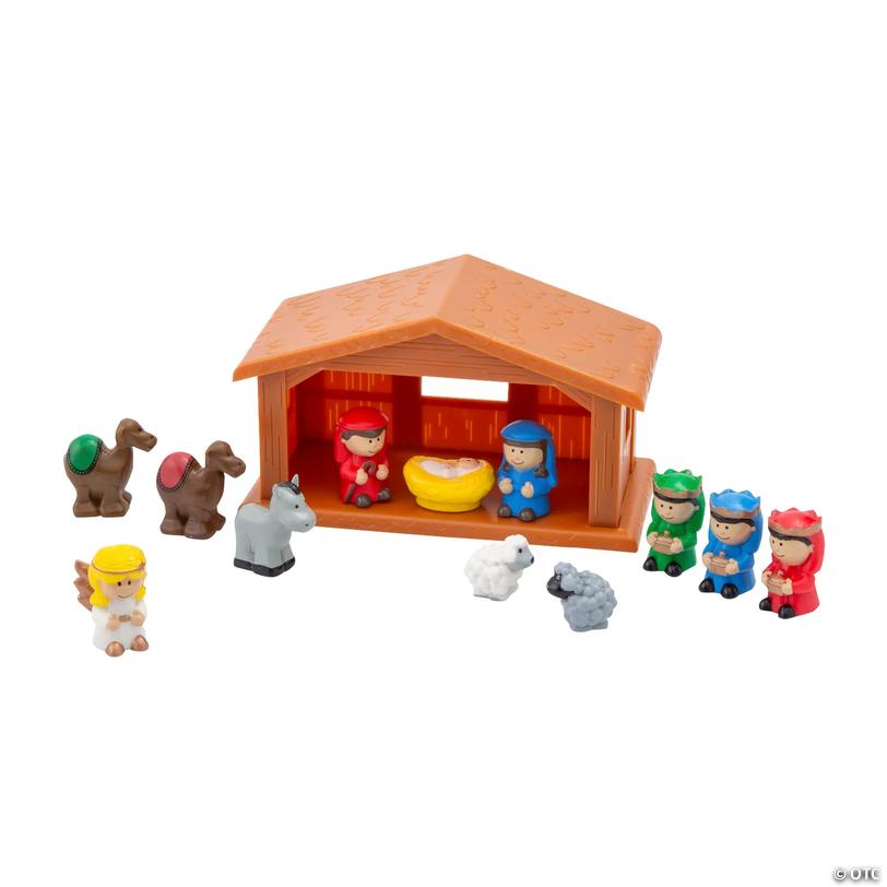 Mini Plastic Nativity Stable Toy Playset - 13 Pc. Image