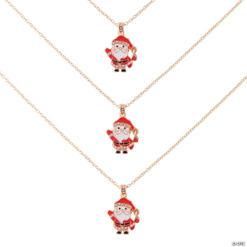 20" circ. Waving Santa Claus Christmas Metal Necklaces &amp;#8211; 3 Pc. Image