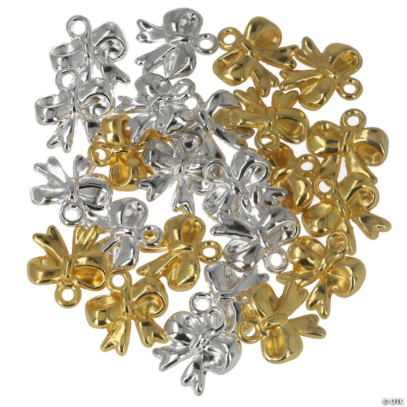 Gold &amp; Silver Bow Metal Charm Set &amp;#8211; 24 pc Image