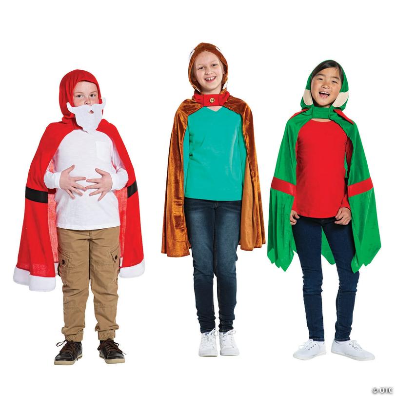 Kids Christmas Hooded Cape Costumes - 3 pc Image