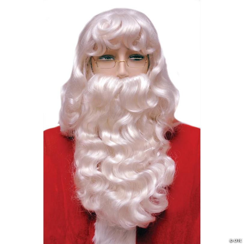 Adults Super Deluxe Extra Large Santa Wig &amp; Beard Set 002EX - White Image