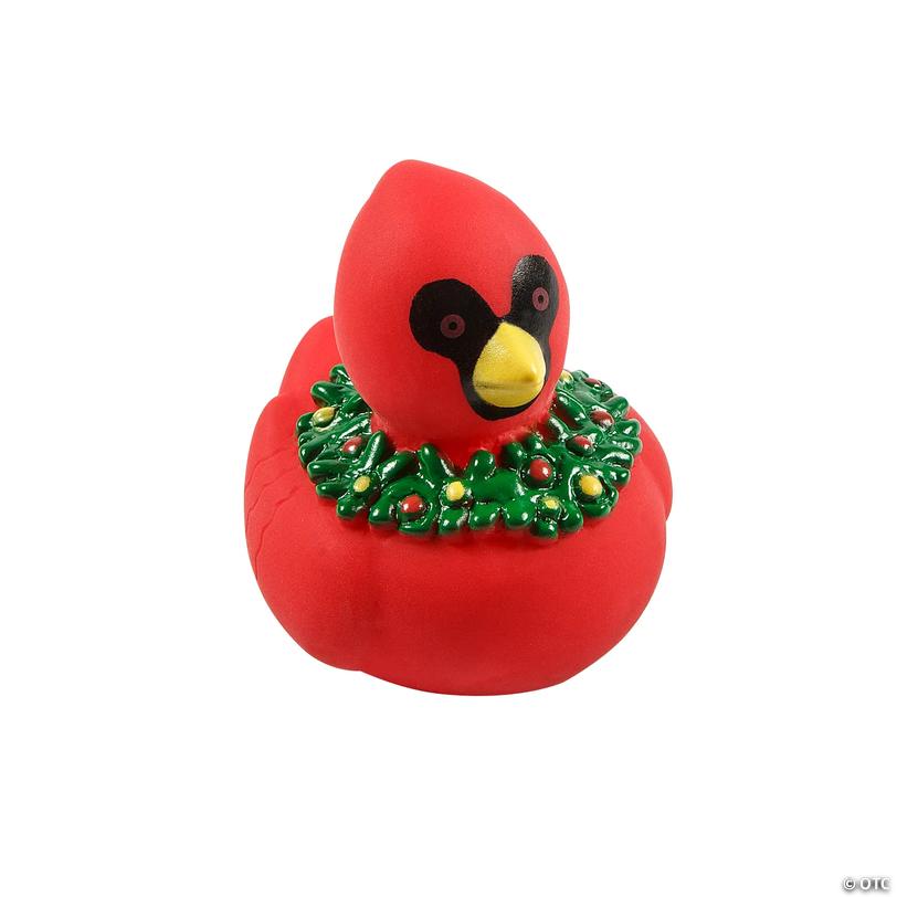 Christmas Cardinal with Wreath Rubber Ducks - 12 pc Image