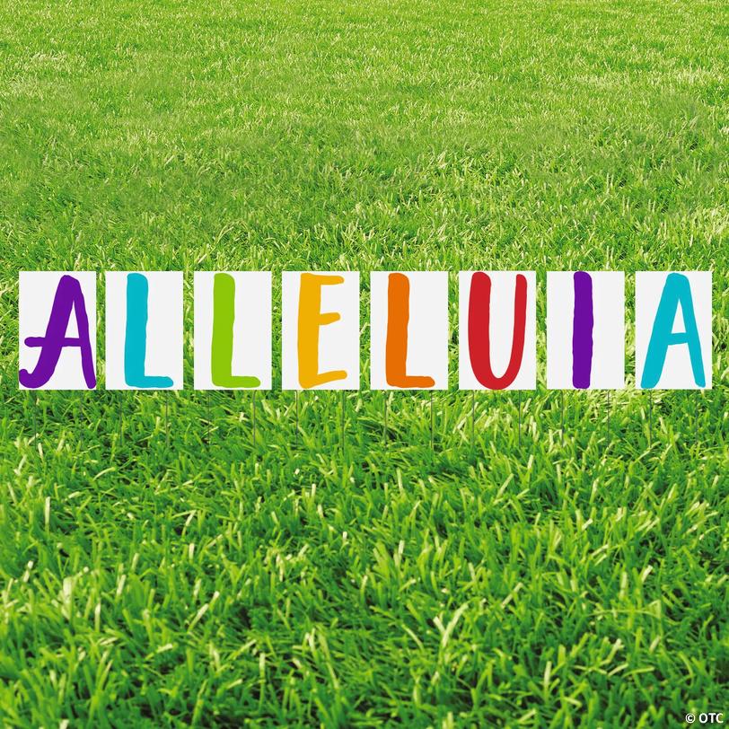 17" x 26" Alleluia Yard Stakes - 8 Pc. Image