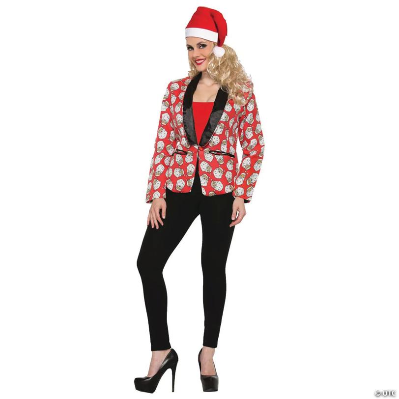 Women's Santa Faces Print Blazer - Small 4-6 Image