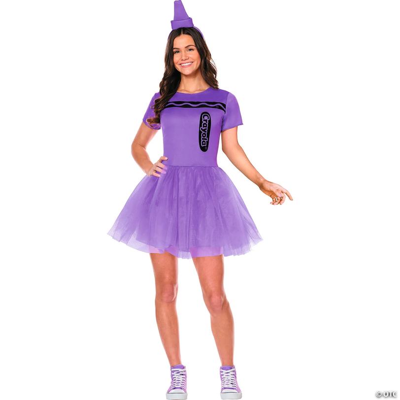 Adults Crayola&amp;#174; Purple Crayon Box Dress Costume - Small Image