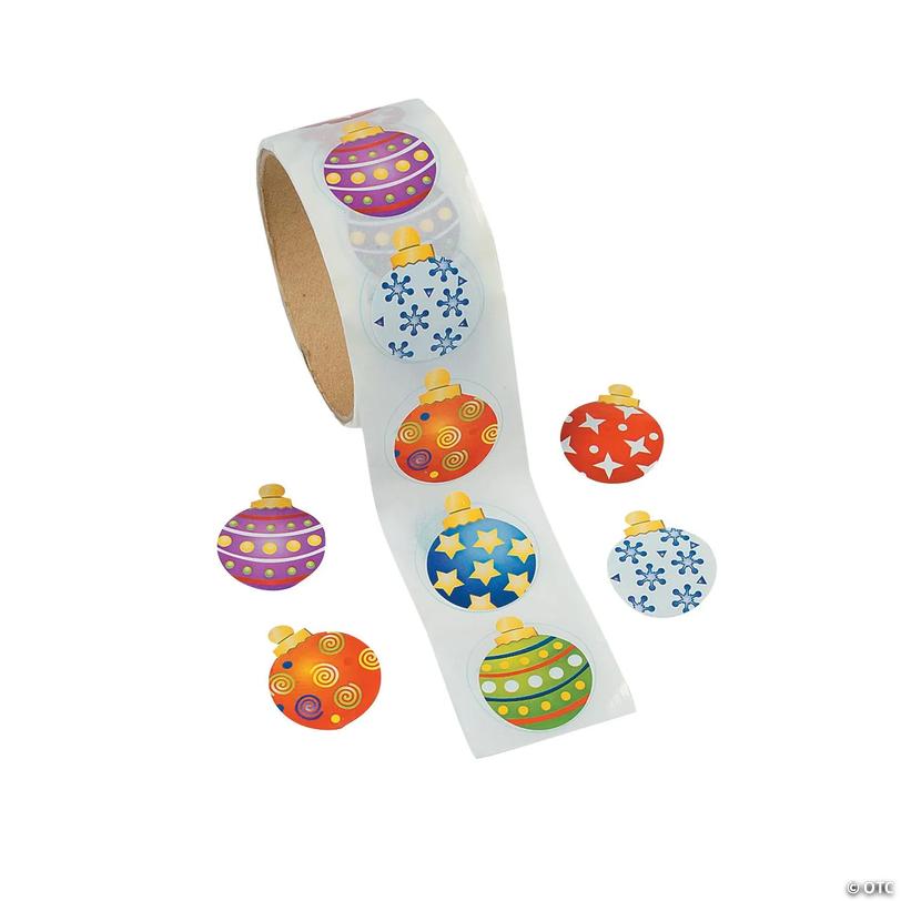 Christmas Ornament Sticker Roll - 100 pc Image
