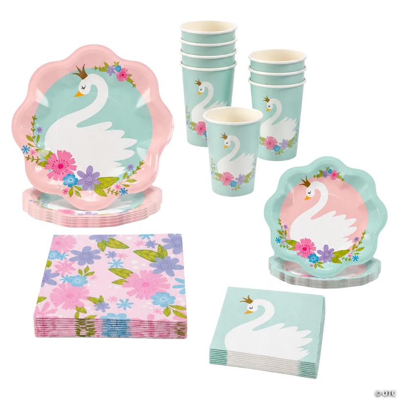 Sweet Swan Party Disposable Tableware Kit for 8 Guests Image