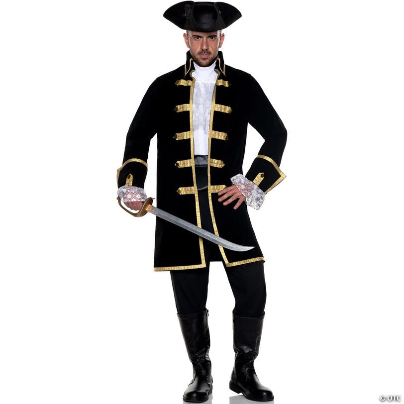 Underwraps Costumes Men's Black Pirate Captain Costume - One Size Image