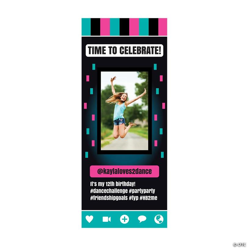 72" x 23" Vertical Social Media Party Photo Custom Banner - Medium Image