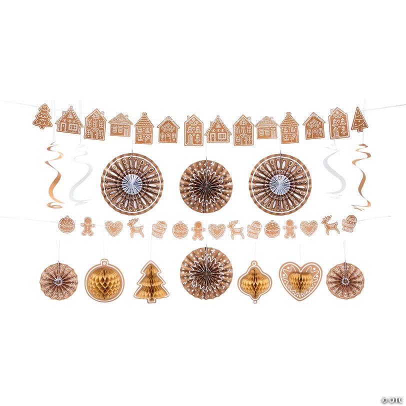 Gingerbread Christmas Party Hanging Decoration Kit - 16 pc Image