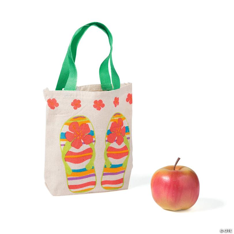 Mini Green Flip Flop Canvas Tote Bag Image