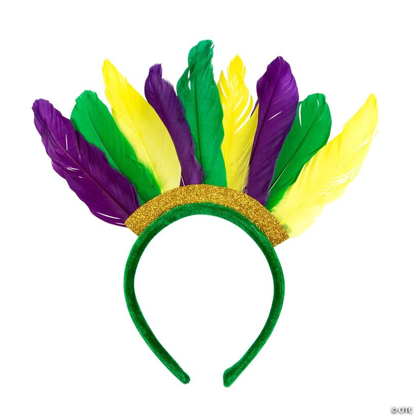 Mardi Gras Feather Headbands - 12 Pc. - Discontinued display picture 1